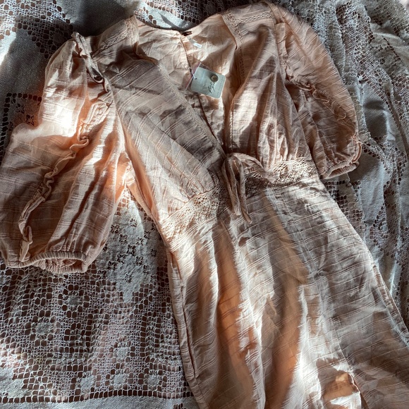 NWT Free People 100% Cotton Maxi Slit Dress - Picture 12 of 12